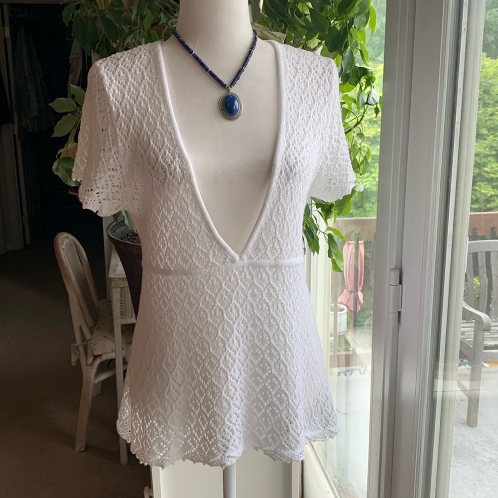 Apt. 9 White Crochet Openwork Sweater Sz L